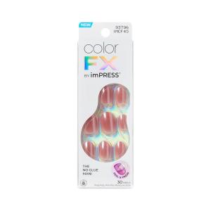 KISS imPRESS No Glue Mani Press On Nails, ColorFX, ‘Boundless’, Pink, Short Size, Oval Shape, Includes 30 Nails, Prep Pad, Instructions Sheet, 1 Manicure Stick, 1 Mini File