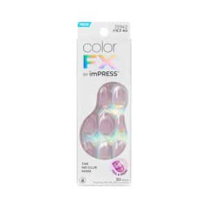 KISS imPRESS No Glue Mani Press On Nails, ColorFX, ‘Diamond Drip’, Purple, Short Size, Oval Shape, Includes 30 Nails, Prep Pad, Instructions Sheet, 1 Manicure Stick, 1 Mini File