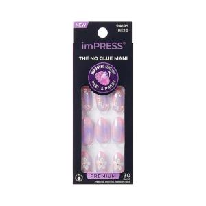 KISS imPRESS No Glue Mani Press On Nails, Design, ‘Pick Me First’, Multicolor, Medium Size, Oval Shape, Includes 30 Nails, Prep Pad, Instructions Sheet, 1 Manicure Stick, 1 Mini File