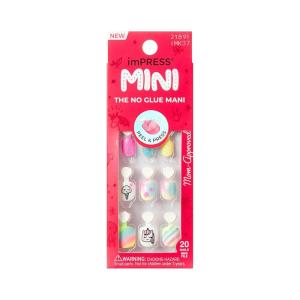KISS imPRESS No Glue Mani Press On Nails, Mini, ‘Berry Best’, Multicolor, Kids Size, Squoval Shape, Includes 20 Nails, 1 Mini File