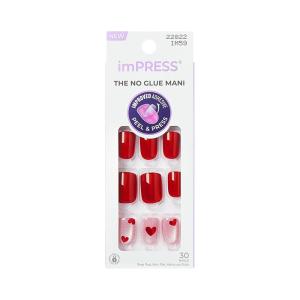 KISS imPRESS No Glue Mani Press On Nails, Design, ‘good 4 you’, Pink, Short Size, Squoval Shape, Includes 30 Nails, Prep Pad, Instructions Sheet, 1 Manicure Stick, 1 Mini File