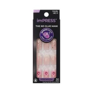 KISS imPRESS No Glue Mani Press On Nails, Design, ‘Couture-geous’, Pink, Medium Size, Almond Shape, Includes 30 Nails, Prep Pad, Instructions Sheet, 1 Manicure Stick, 1 Mini File