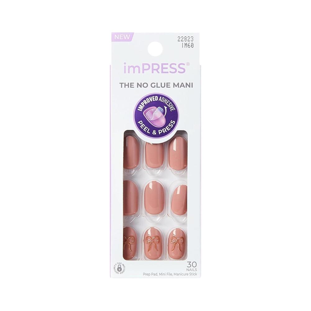 imageKISS imPRESS No Glue Mani Press On Nails Design Close to you Pink Short Size Oval Shape Includes 30 Nails Prep Pad Instructions Sheet 1 Manicure Stick 1 Mini File