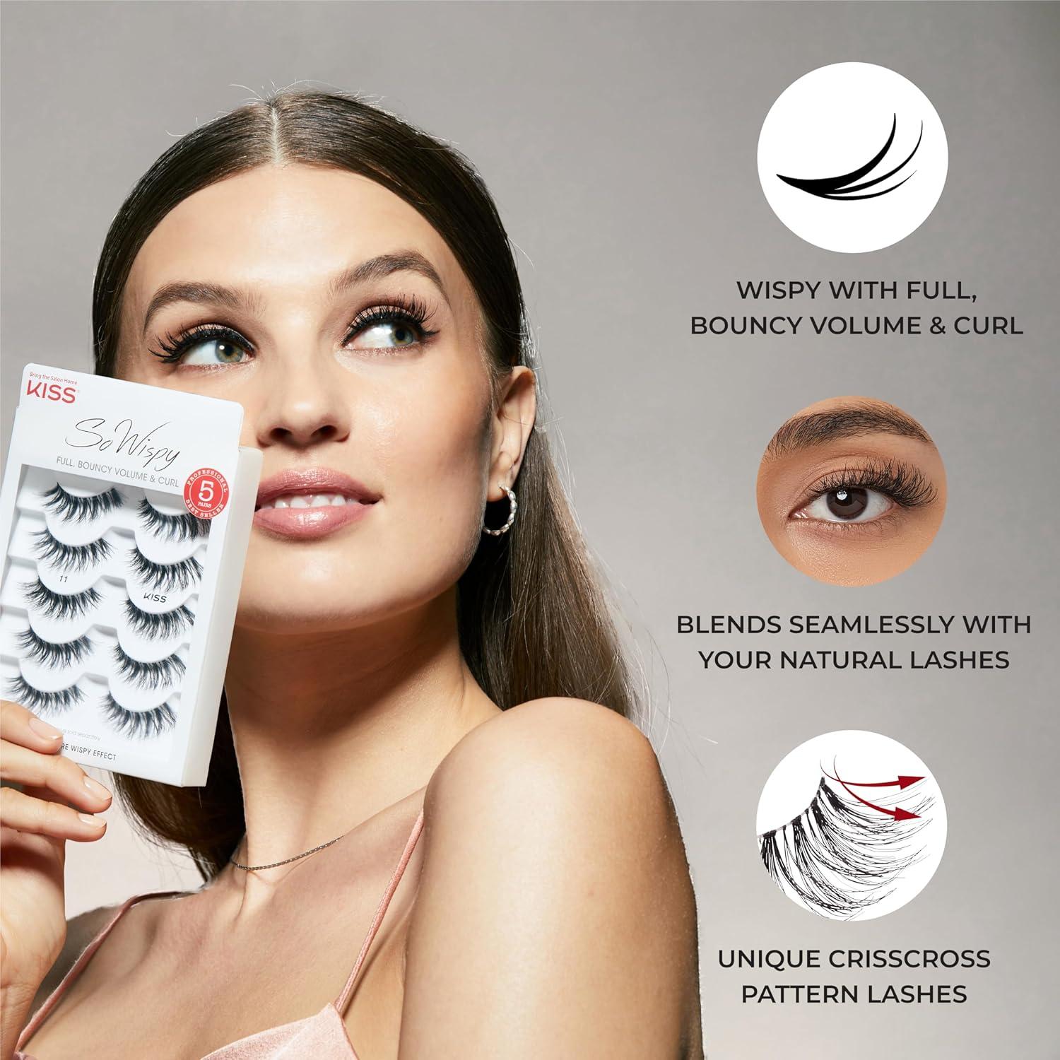 imageKISS Lash Couture Faux Mink False Eyelashes Multipack Celebrity Favorite Wispy Effect Volume amp Curl Lash Extensions Look Crisscross Pattern Reusable Cruelty Free Contact Lens Friendly 4PairMink Variety
