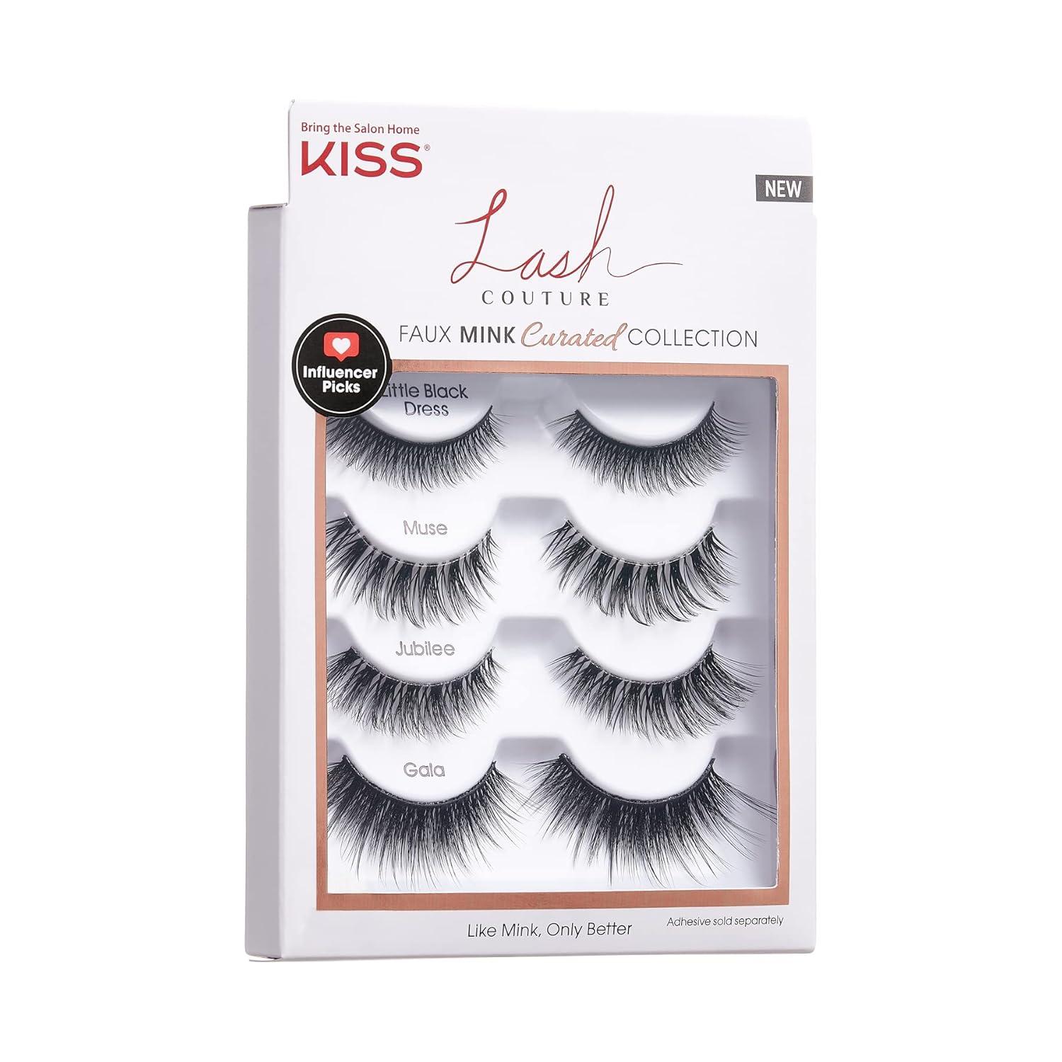 imageKISS Lash Couture Faux Mink False Eyelashes Multipack Celebrity Favorite Wispy Effect Volume amp Curl Lash Extensions Look Crisscross Pattern Reusable Cruelty Free Contact Lens Friendly 4PairMink Variety