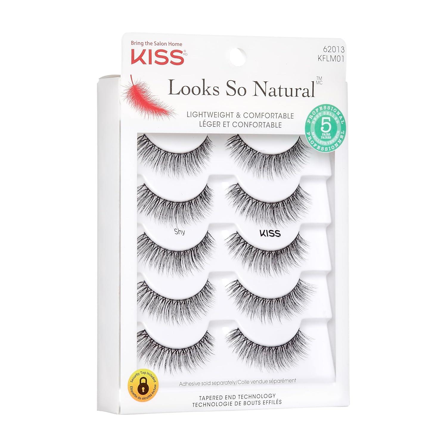 imageKISS Lash Couture Jubilee 4Pack 10 mm amp Looks So Natural Shy 5Pack 12 mm False Eyelashes