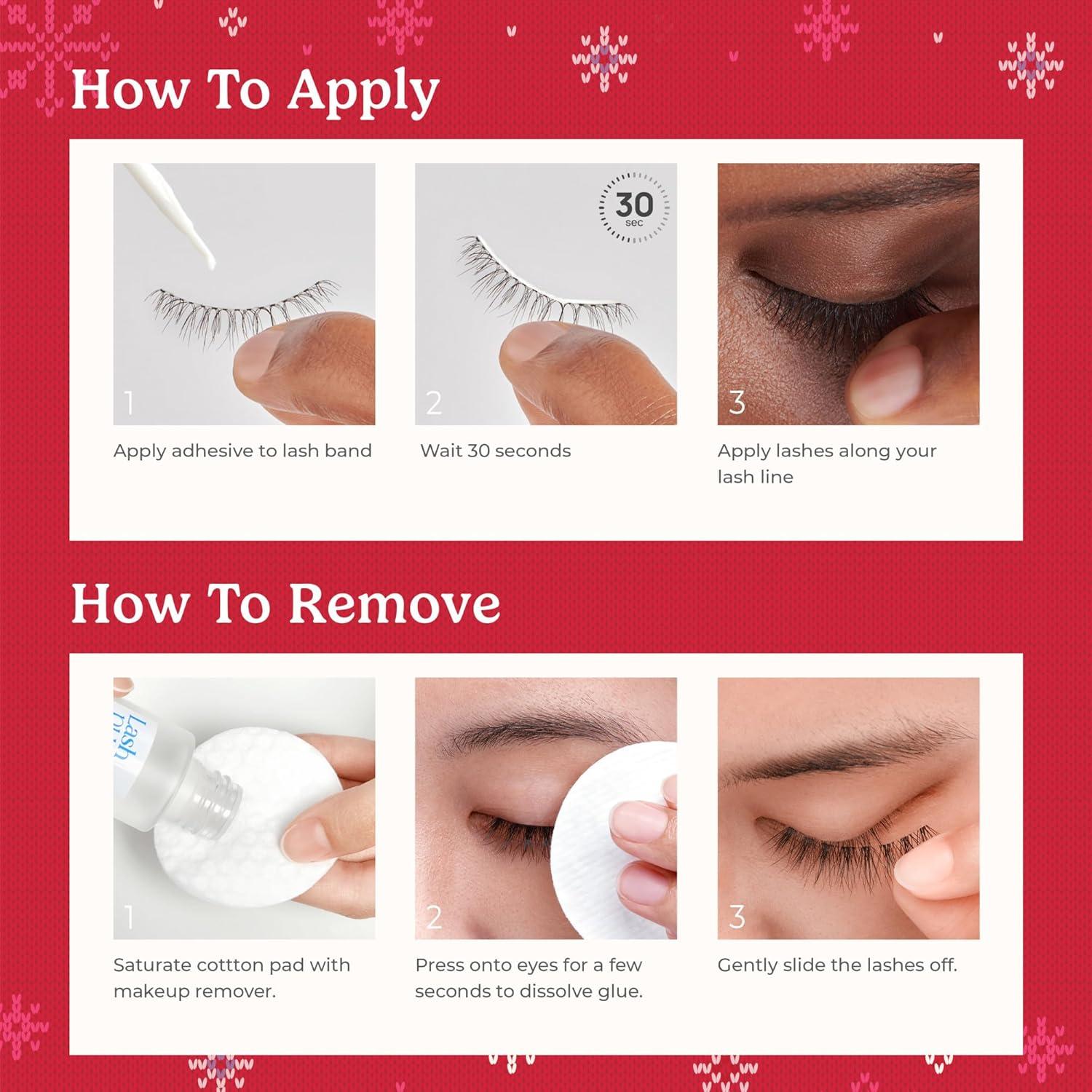 imageKISS Lash Couture The Muses Holiday False Eyelashes Noblesse 12mm Tapered Ends Wispy Faux Silk Finish Vegan CrueltyFree Lightweight 1 Pair Lash Glue NET WT 1g 0035 ozNoBlesse