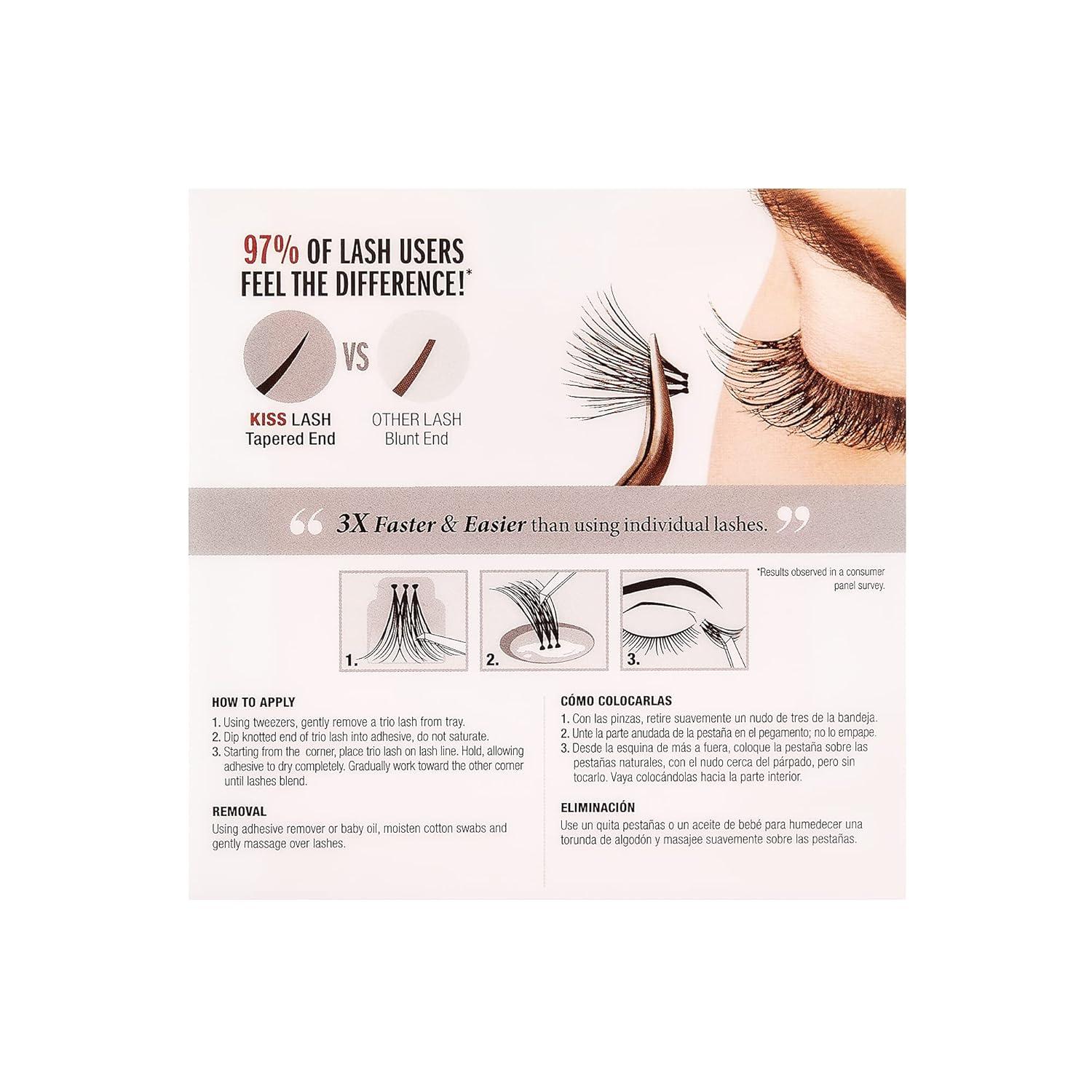 imageKISS Looks So Natural Trio Lash Medium Combo Pack with 30 Short amp Medium Lengths Falscara Remover for Lash Adhesive amp False Eyelash Wisps Includes 1 Bottle of Lash Remover Net Wt 50 ml