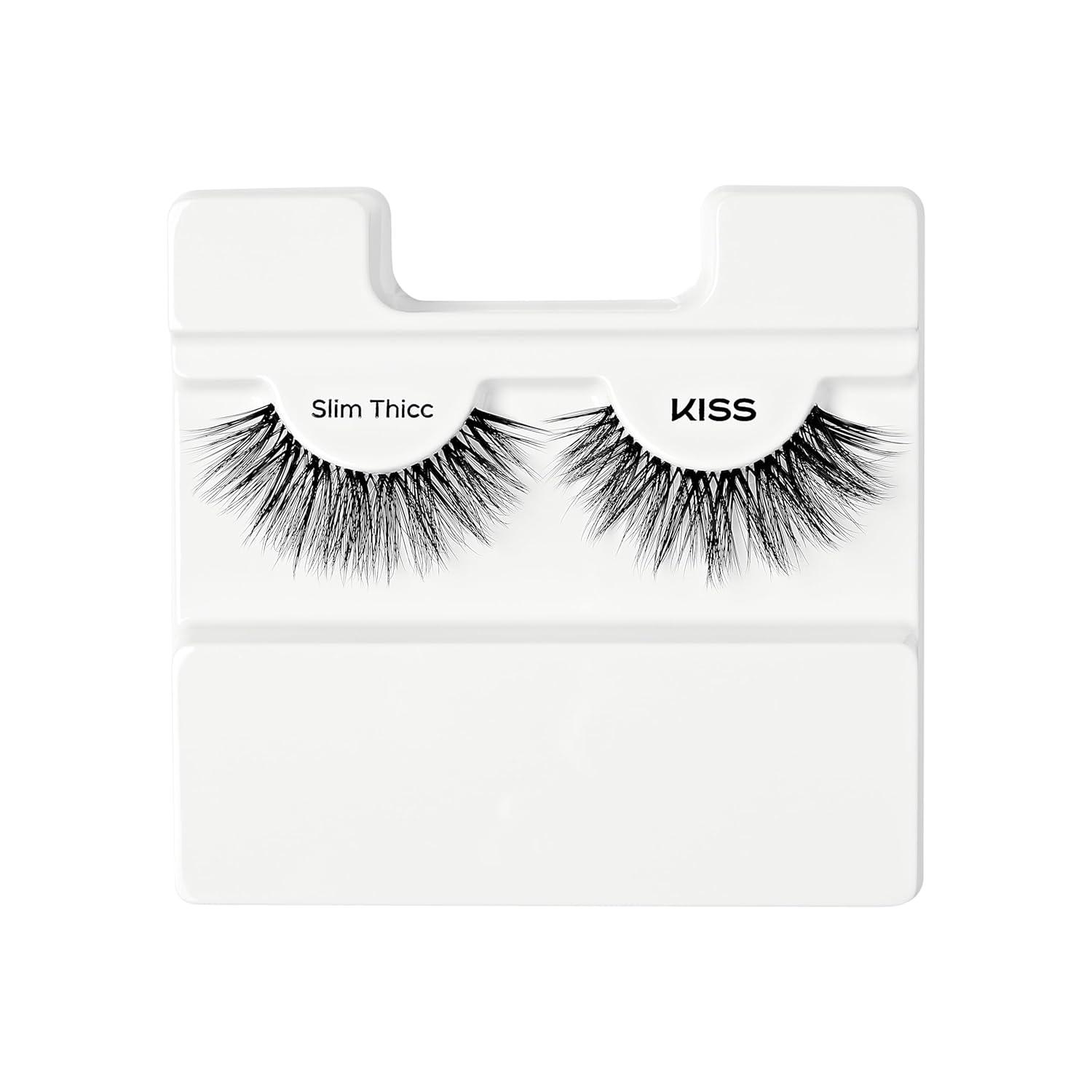 imageKISS My Lash But Bolder 3D Volume False Eyelashes Slim Thicc Black Comfortable Voluminous NaturalLooking Faux Mink Vegan Fuller 3D Lashes Superfine Knotless Fluffy amp Soft 1 PairSlim Thicc