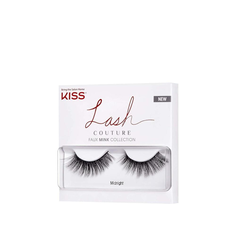 imageKISS Lash Couture Faux Mink False Eyelashes 1Pack KnotFree Lash Band Reusable Contact Lens Friendly Easy To Apply Ultrafine Tapered Synthetic Fake Lashes Style Midnight 1 Pair