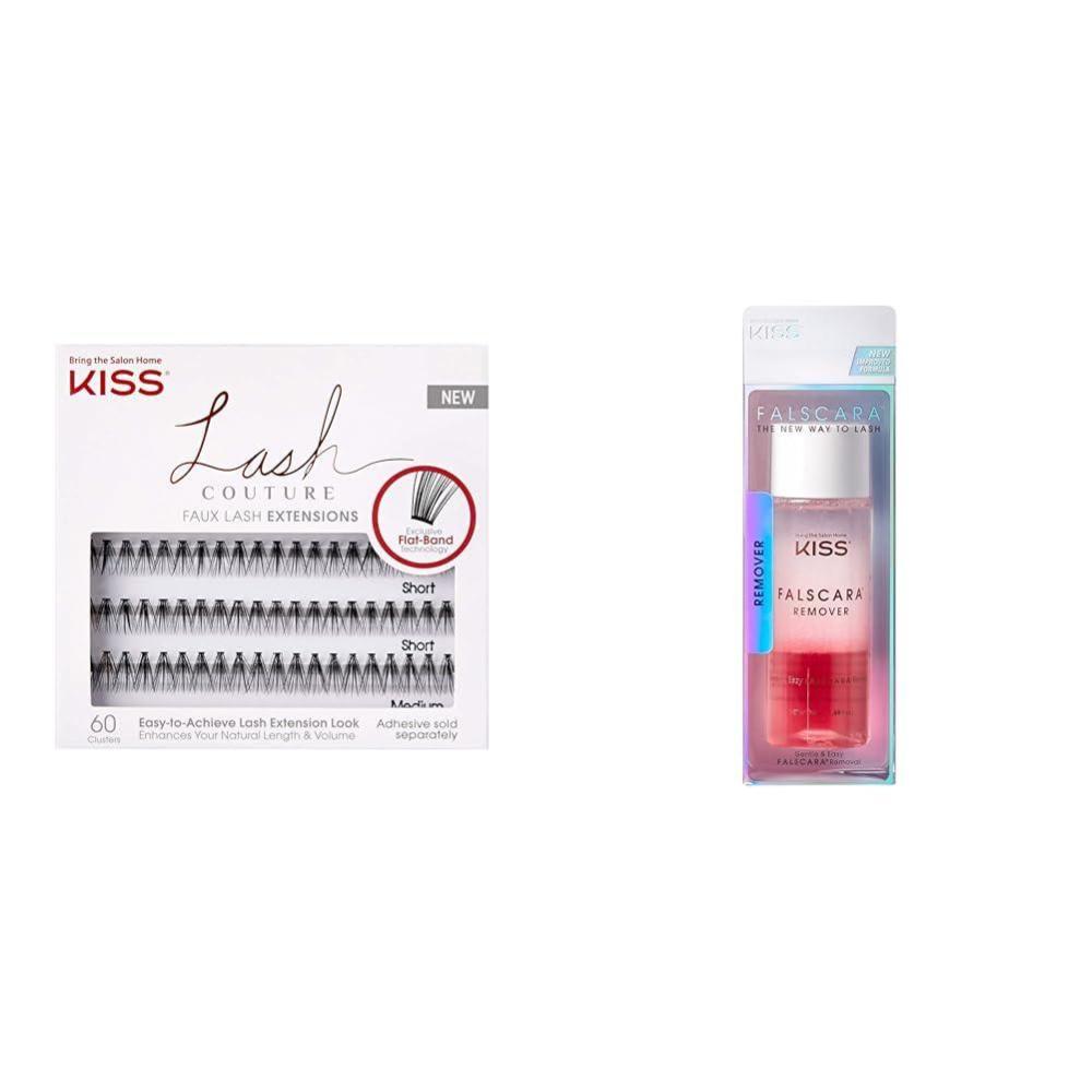 imageKISS Lash Couture Faux Mink Venus Lash Extensions 60 Clusters  KISS Falscara Rosewater Lash Remover Net Wt 50 ml