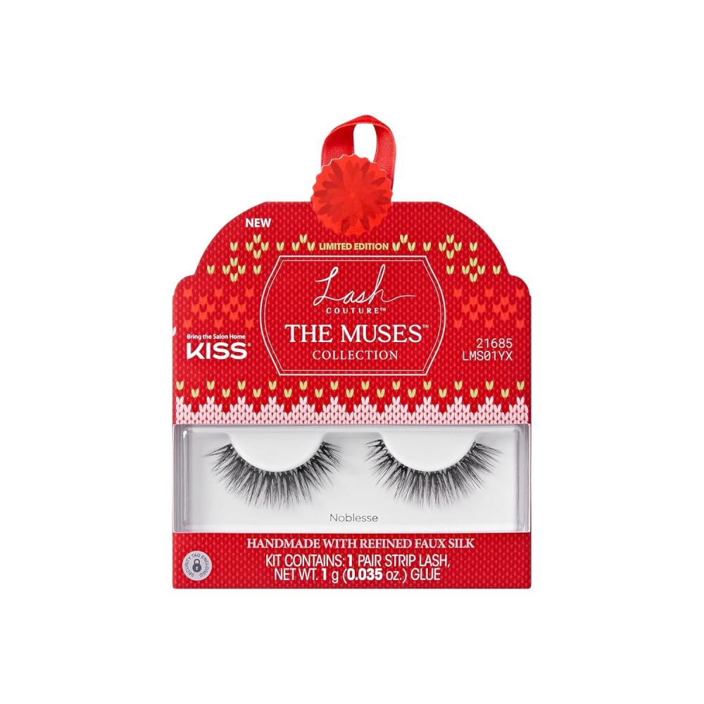 imageKISS Lash Couture The Muses Holiday False Eyelashes Noblesse 12mm Tapered Ends Wispy Faux Silk Finish Vegan CrueltyFree Lightweight 1 Pair  Lash Glue NET WT 1g 0035 ozNoBlesse