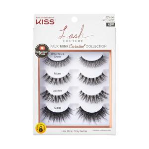 KISS Lash Couture Faux Mink False Eyelashes Multipack, Celebrity Favorite Wispy Effect, Volume & Curl, Lash Extensions Look, Crisscross Pattern, Reusable, Cruelty Free, Contact Lens Friendly, 4-Pair(Mink Variety)