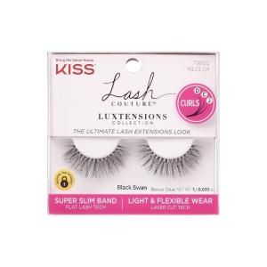 KISS Lash Couture LuXtensions Collection False Eyelashes, Flat Lash Technology, Super Slim Lash Band, Real Lash Extension Fibers, Reusable, Style ‘Black Swan’, 12mm, 1 Pair Strip Lashes(1 Count (Pack of 1))