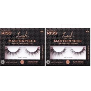 KISS Lash Couture Masterpiece Hand-Woven Faux Mink False Eyelashes, Style ‘Prêt-À-Porter’, 12mm, Easy to Apply, Reusable, Vegan, Cruelty Free, 1 Pair Strip Lashes (Pack of 2)(Prêt-À-Porter)