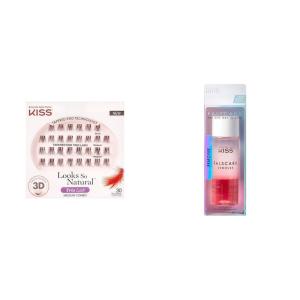 KISS Looks So Natural Trio Lash Medium Combo Pack with 30 Short & Medium Lengths, Falscara Remover for Lash Adhesive & False Eyelash Wisps, Includes 1 Bottle of Lash Remover, Net Wt. 50 ml