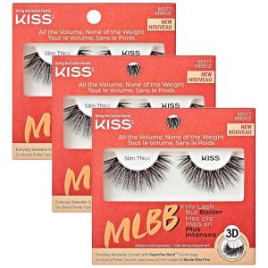 KISS My Lash But Bolder 3D Volume False Eyelashes – Slim Thicc, Black, Comfortable, Voluminous, Natural-Looking, Faux Mink, Vegan, Fuller, 3D Lashes, Superfine, Knotless, Fluffy & Soft | 1 Pair(Slim Thicc)