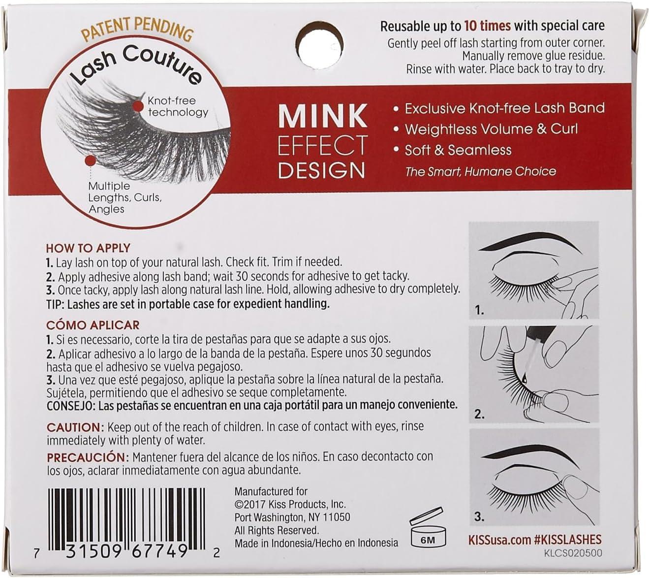 imageKISS Lash Couture Faux Mink Collection False Eyelashes Little Black Dress 10mm Easy to Apply Reusable Vegan amp Cruelty free No Damage To Natural Lashes 1 Pair Strip LashesBlack