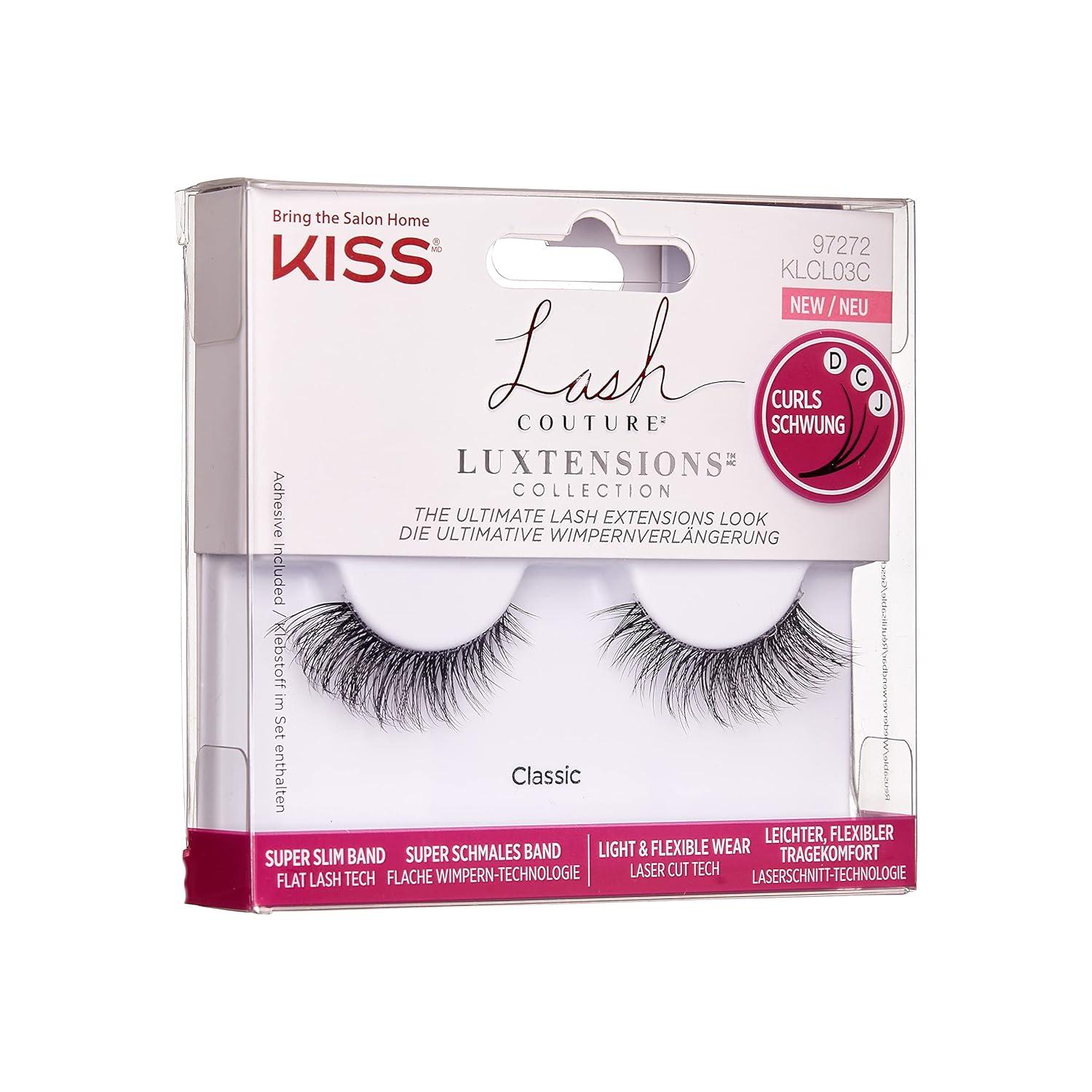 imageKISS Lash Couture LuXtensions Collection 1 Pair of Fake Lashes Classic Light and Flexible FauxMink Eyelash with Super Slim Band includes Lash Glue