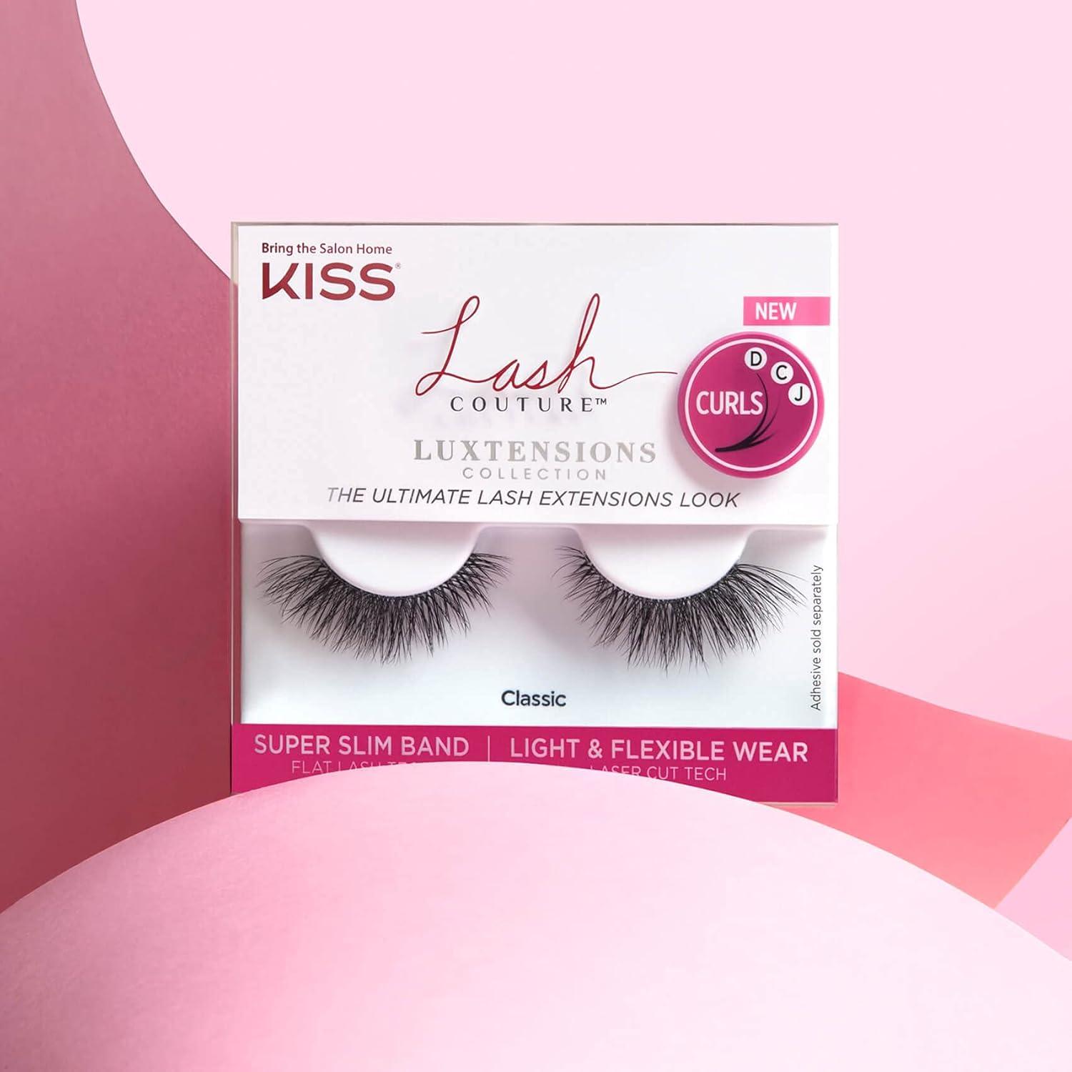 imageKISS Lash Couture LuXtensions Collection 1 Pair of Fake Lashes Classic Light and Flexible FauxMink Eyelash with Super Slim Band includes Lash Glue