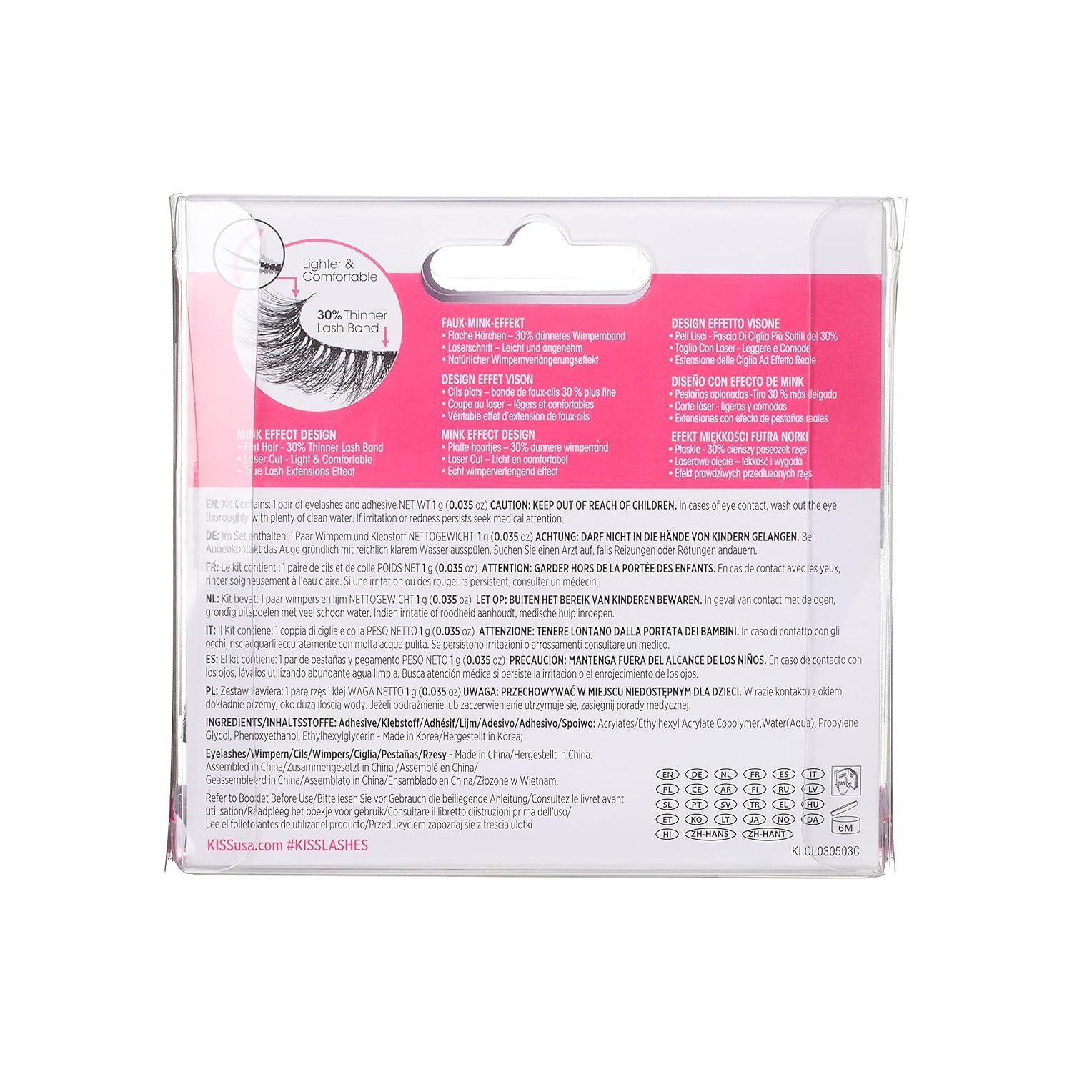 imageKISS Lash Couture LuXtensions Collection 1 Pair of Fake Lashes Classic Light and Flexible FauxMink Eyelash with Super Slim Band includes Lash Glue