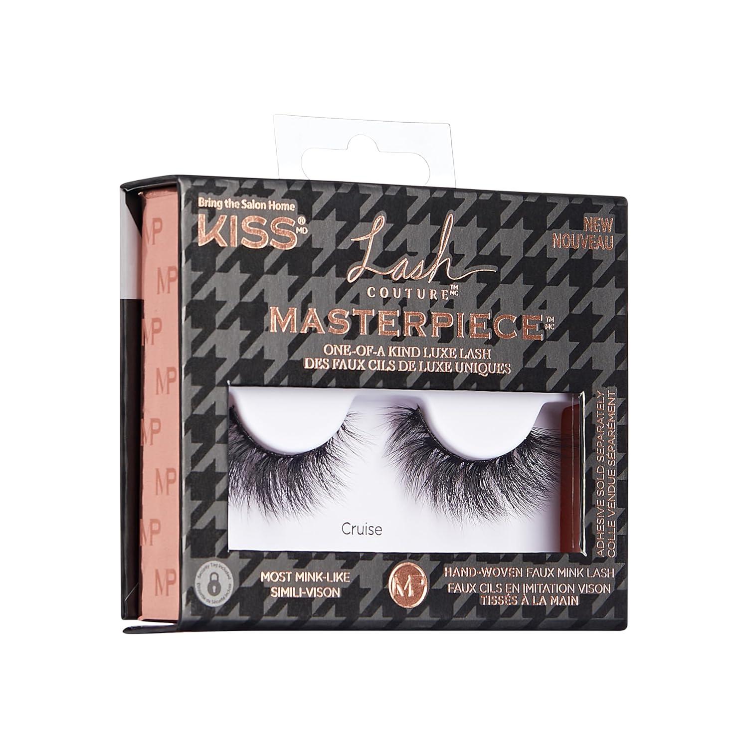imageKISS Lash Couture Masterpiece False Eyelashes Cruise 12 mm Contact Lens Friendly Easy to Apply HandWoven Faux Mink Reusable Strip Lashes Includes 1 Pair of Lashes Pack of 2