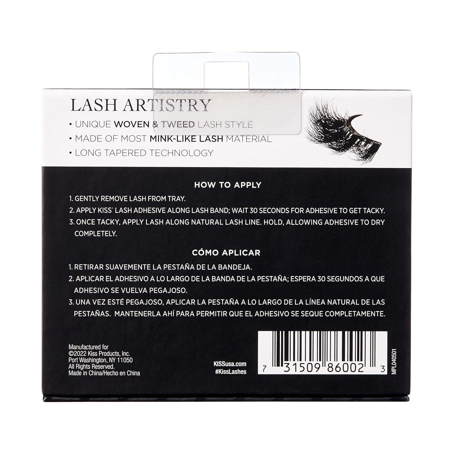 imageKISS Lash Couture Masterpiece False Eyelashes Cruise 12 mm Contact Lens Friendly Easy to Apply HandWoven Faux Mink Reusable Strip Lashes Includes 1 Pair of Lashes Pack of 2