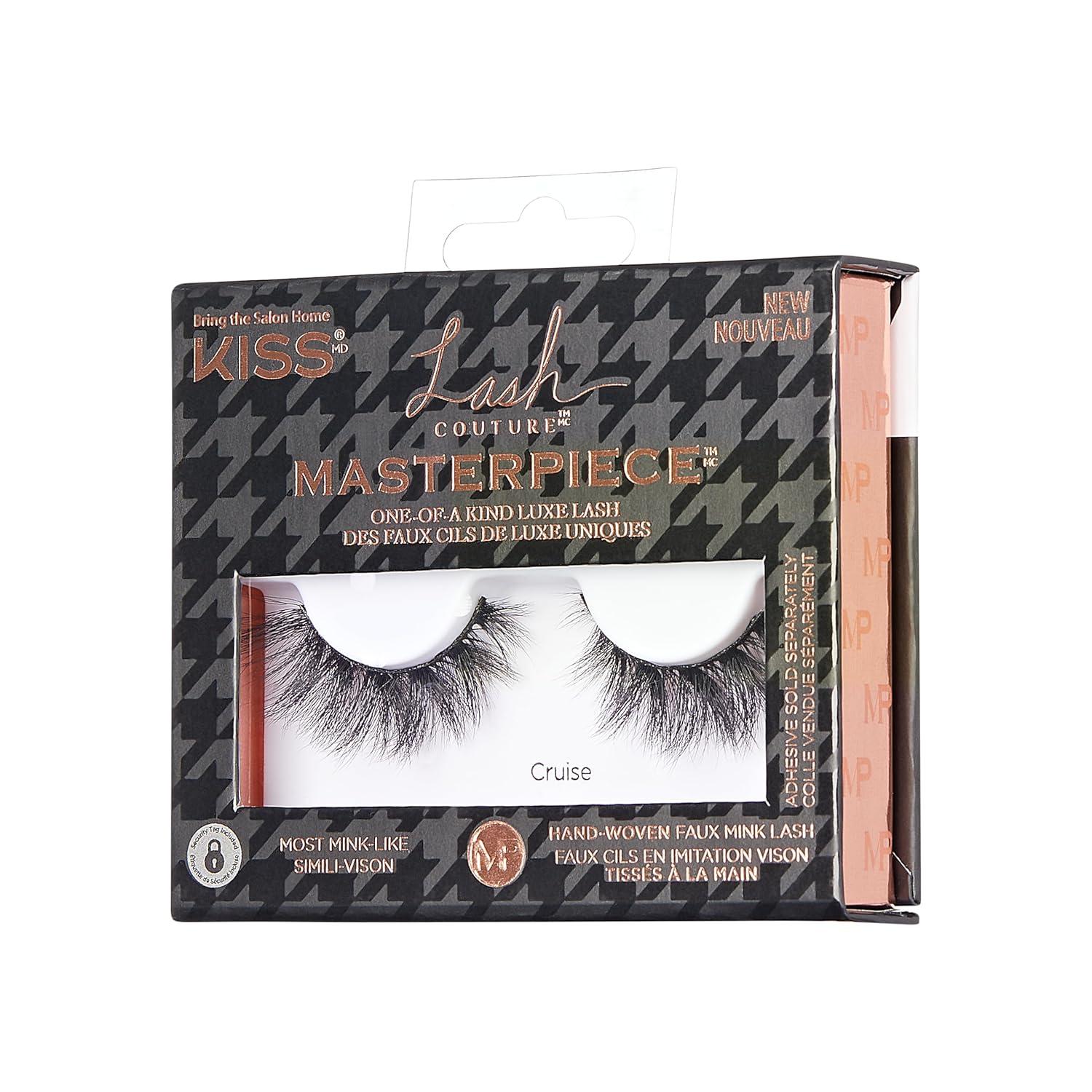 imageKISS Lash Couture Masterpiece False Eyelashes Cruise 12 mm Contact Lens Friendly Easy to Apply HandWoven Faux Mink Reusable Strip Lashes Includes 1 Pair of Lashes Pack of 2