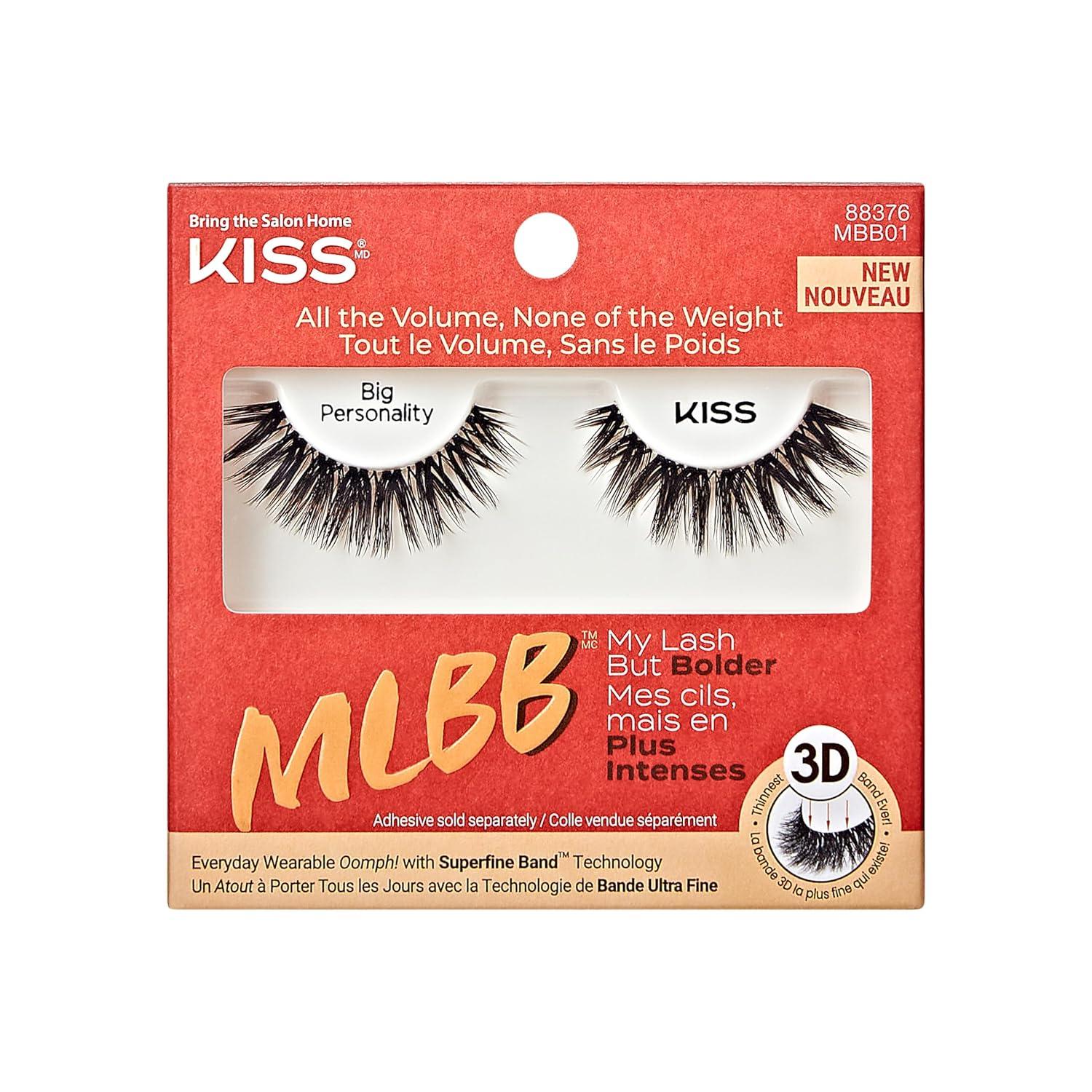 imageKISS My Lash But Bolder False Eyelashes Includes 14 mm amp 16 mm Pairs Big Personality amp Slim Thicc Contact Lens Friendly Reusable Strip Lashes