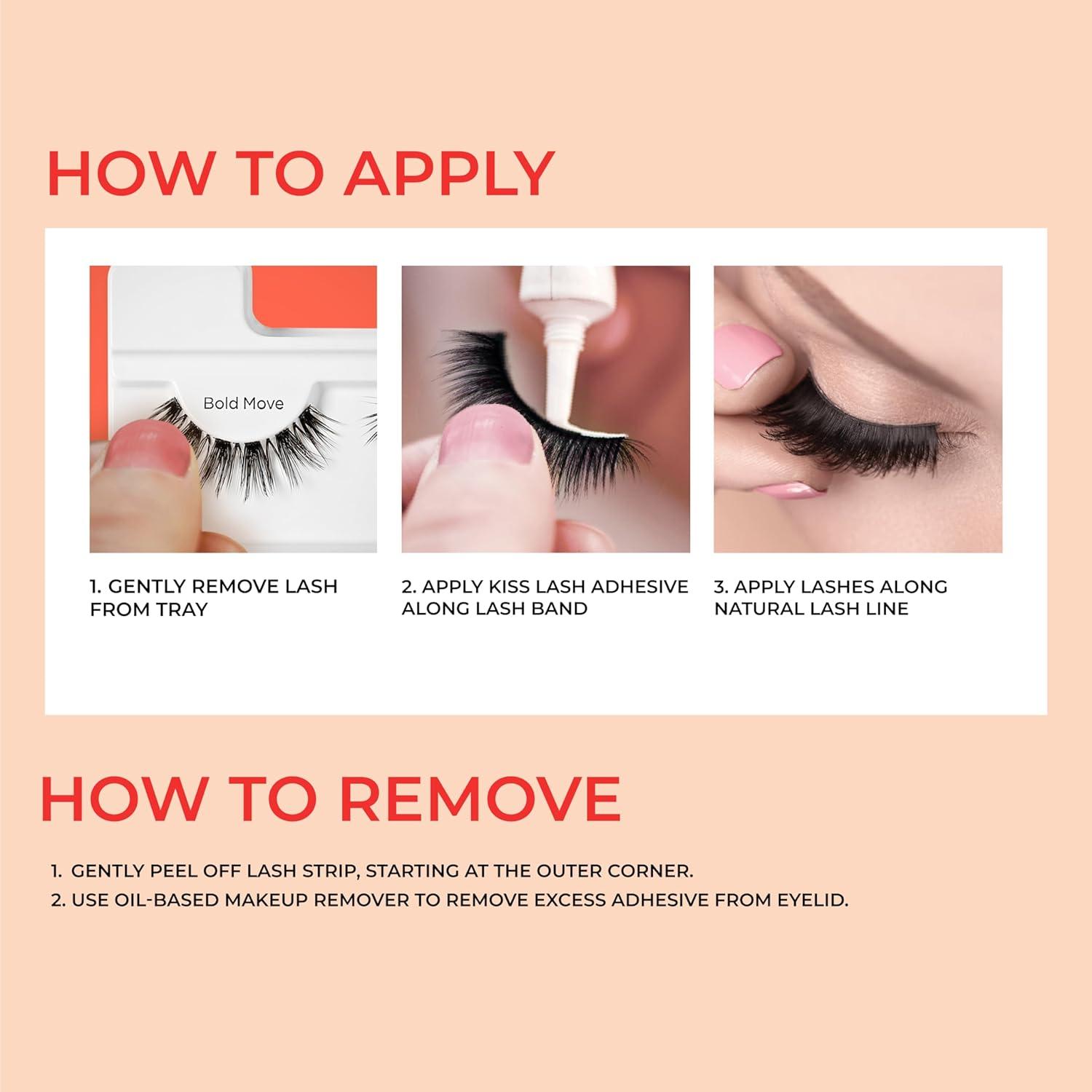 imageKISS My Lash But Bolder False Eyelashes Includes 14 mm amp 16 mm Pairs Big Personality amp Slim Thicc Contact Lens Friendly Reusable Strip Lashes