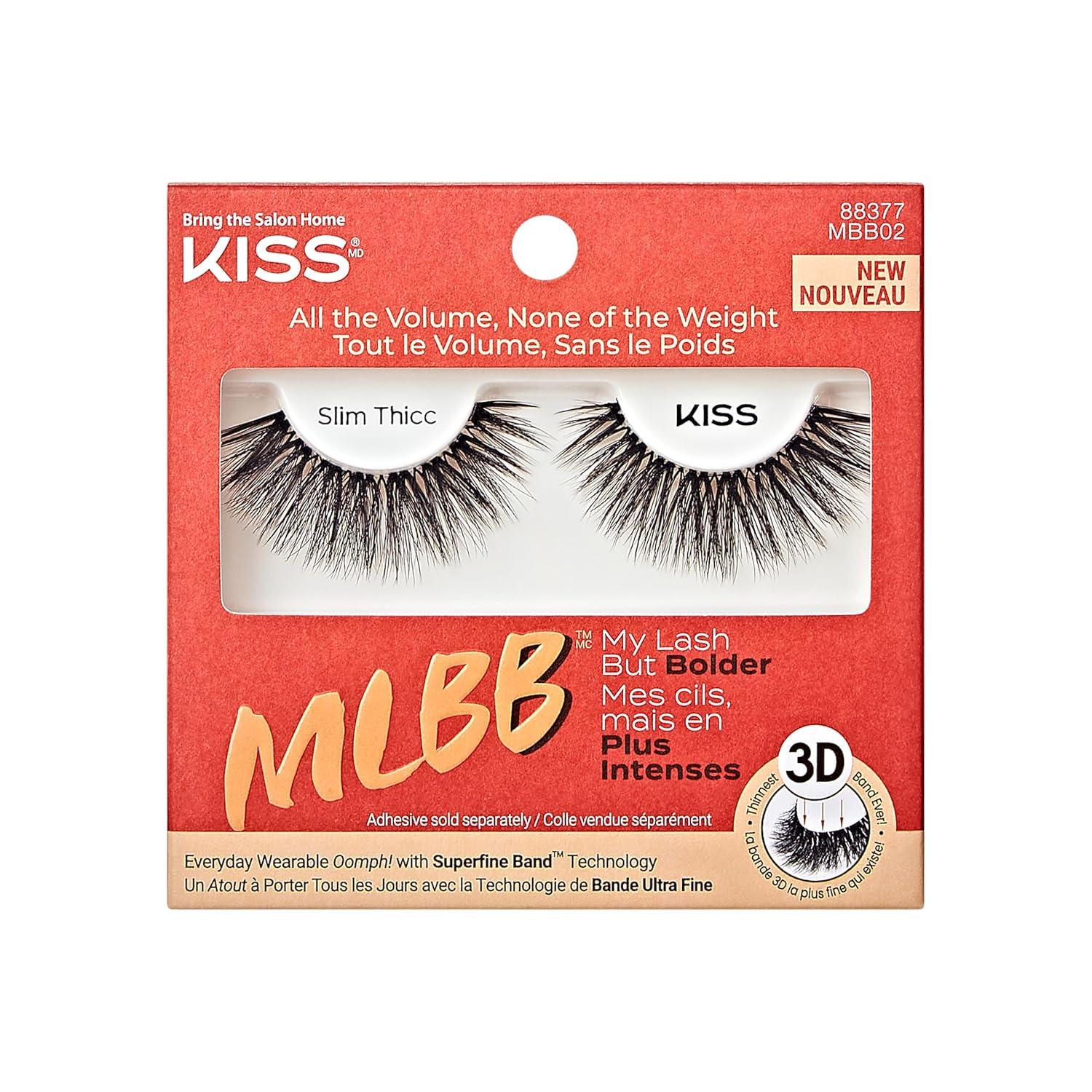 imageKISS My Lash But Bolder False Eyelashes Includes 14 mm amp 16 mm Pairs Big Personality amp Slim Thicc Contact Lens Friendly Reusable Strip Lashes