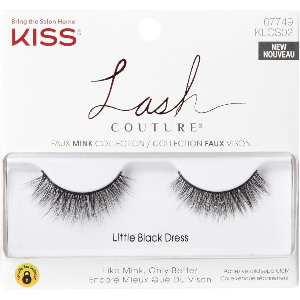imageKISS Lash Couture Faux Mink Collection False Eyelashes Little Black Dress 10mm Easy to Apply Reusable Vegan amp Cruelty free No Damage To Natural Lashes 1 Pair Strip LashesBlack