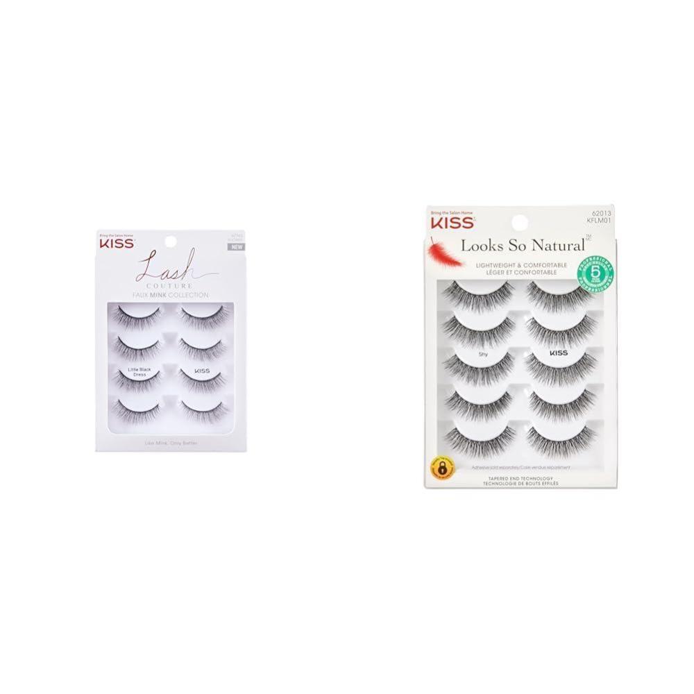 imageKISS Lash Couture Little Black Dress 4Pack 12 mm amp KISS Looks So Natural Shy 5Pack 12 mm False Eyelashes