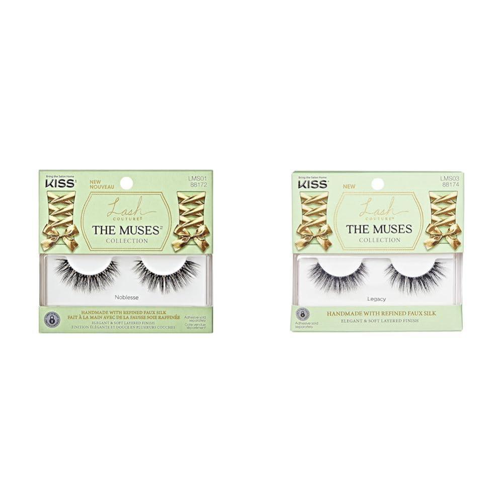imageKISS Lash Couture The Muses Collection False Eyelashes Noblesse amp Legacy 12 mm Handmade Refined Faux Silk Reusable Strip Lashes Bundle 1 Pair Each