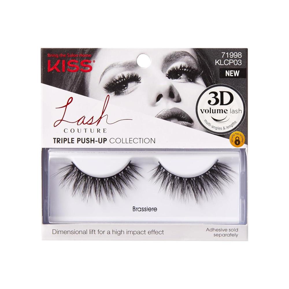 imageKISS Lash Couture Triple Push Up Collection 3D Volume False Eyelashes with Triple Design Technology MultiAngles amp Lengths CrueltyFree Contact Lens Friendly and Reusable Style Brassiere 1 Pair
