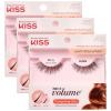 KISS True Volume False Eyelashes, Ritzy’, 14 mm, 100% Natural Hair, Tapered End Technology, Contact Lens Friendly, Easy to Apply, Includes 1 Pair Reusable Strip Lashes (Pack of 3)