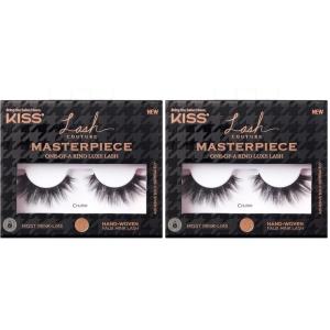 KISS Lash Couture Masterpiece False Eyelashes, Cruise’, 12 mm, Contact Lens Friendly, Easy to Apply, Hand-Woven Faux Mink Reusable Strip Lashes, Includes 1 Pair of Lashes (Pack of 2)