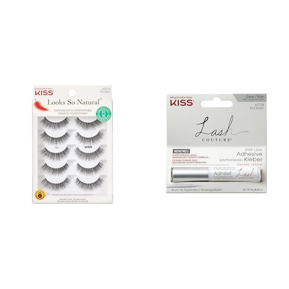 imageKISS Looks So Natural False Eyelashes Shy 12mm 5 Pairs KISS Lash Couture Lash Glue Super Strong Adhesive White