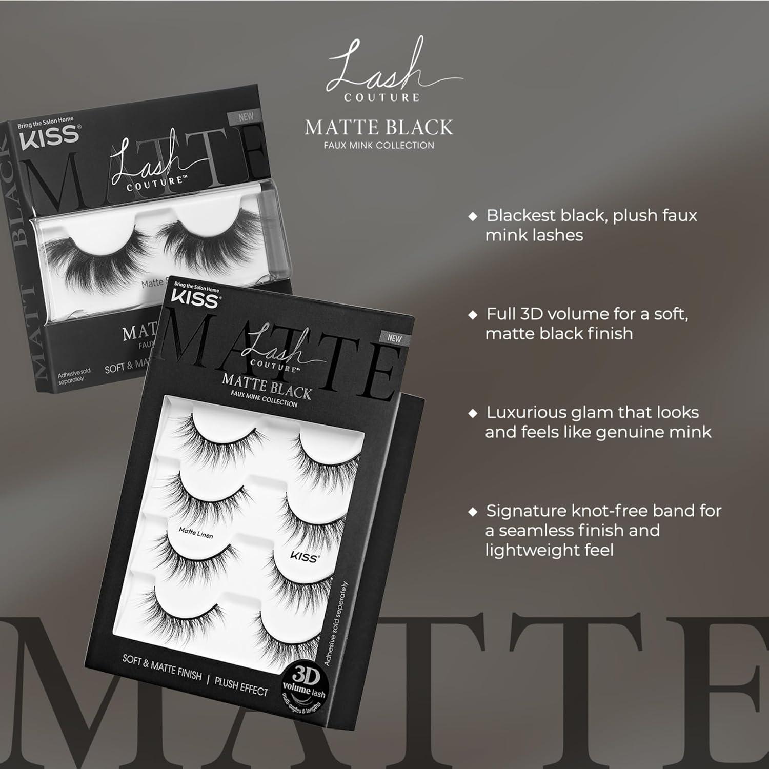 imageKISS Lash Couture False Eyelashes Matte Lace 8mm16mm Includes 4 Pairs Strip Lashes Easy to Apply Reusable Lash Clusters