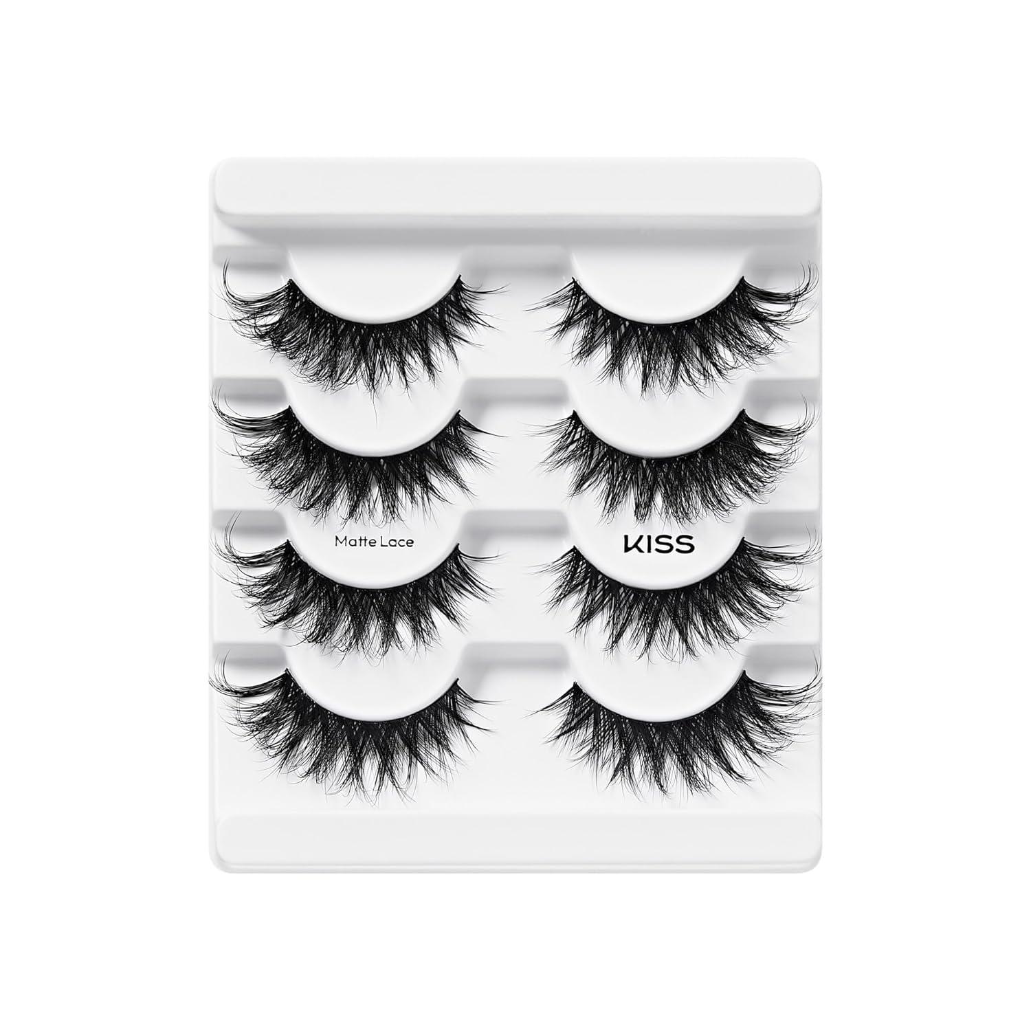 imageKISS Lash Couture False Eyelashes Matte Lace 8mm16mm Includes 4 Pairs Strip Lashes Easy to Apply Reusable Lash Clusters