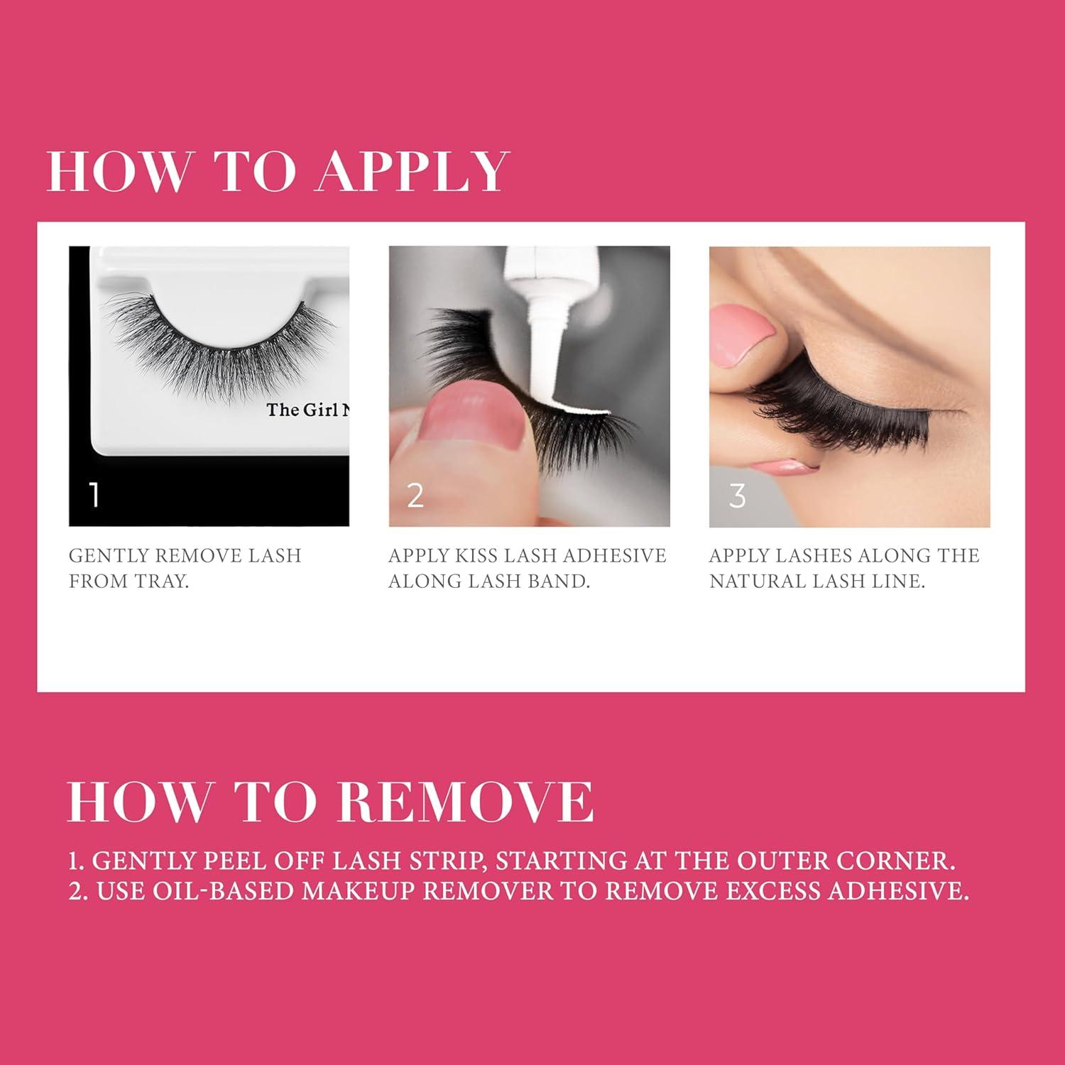 imageKISS Lash Couture LuXtensions Collection False Eyelashes Flat Lash Technology Super Slim Lash Band Real Lash Extension Fibers Reusable Style Cashmere 14mm 1 Pair Strip Lashes Pack of 2