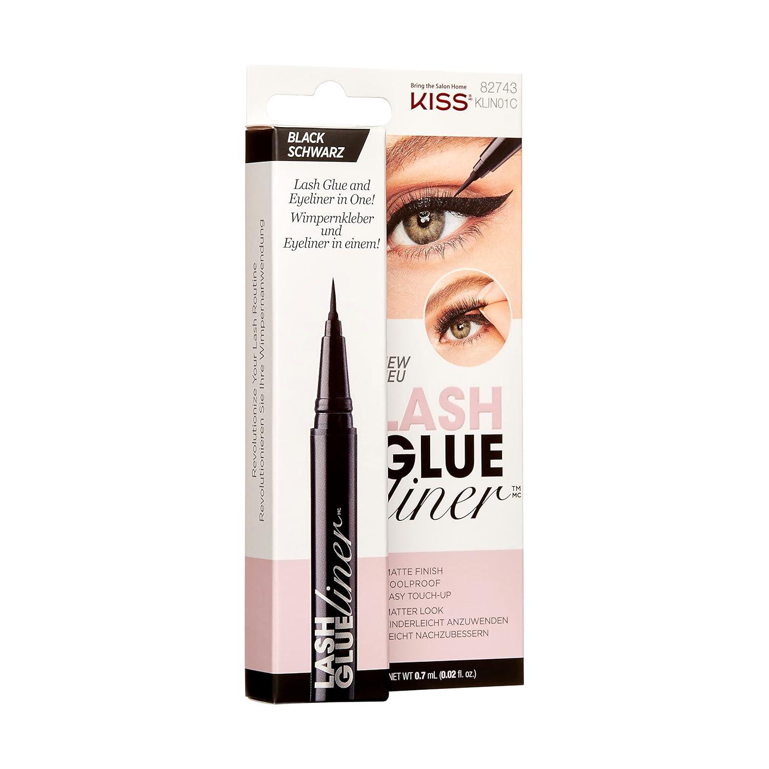 imageKISS Lash GLUEliner 2in1 FeltTip Eyelash Adhesive and Eyeliner Matte Finish Foolproof Application Easy TouchUp 002 Oz Black Packaging May Vary Pack of 5Black