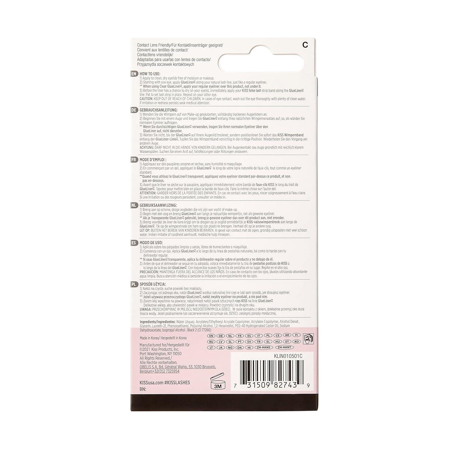 imageKISS Lash GLUEliner 2in1 FeltTip Eyelash Adhesive and Eyeliner Matte Finish Foolproof Application Easy TouchUp 002 Oz Black Packaging May Vary Pack of 5Black