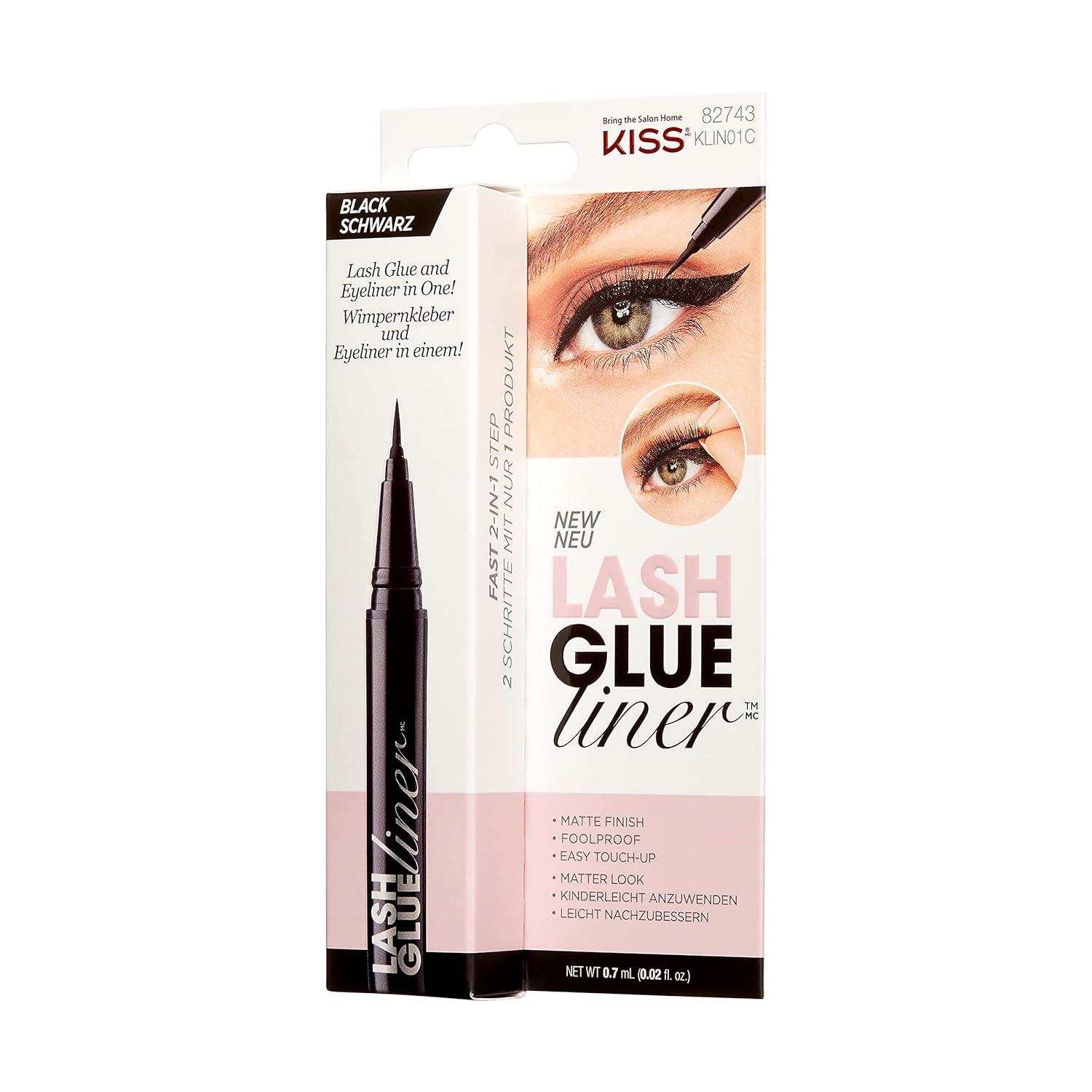 imageKISS Lash GLUEliner Matte Finish Foolproof Easy TouchUp False Eyelash Glue and Eyeliner Two in One Liner and Lash Glue Black 07 mL 002 fl oz Pack of 2