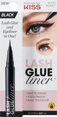 imageKISS Lash GLUEliner Matte Finish Foolproof Easy TouchUp False Eyelash Glue and Eyeliner Two in One Liner and Lash Glue Black 07 mL 002 fl oz Pack of 2