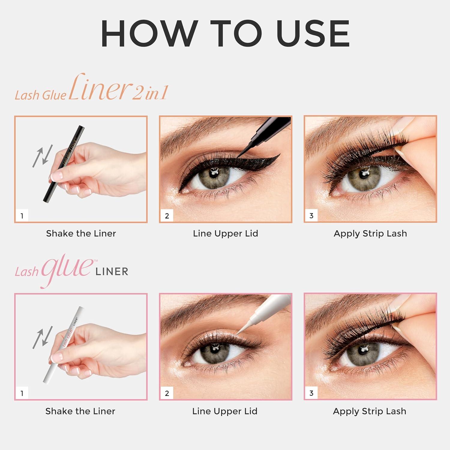 imageKISS Lash GLUEliner Matte Finish Foolproof Easy TouchUp False Eyelash Glue and Eyeliner Two in One Liner and Lash Glue Black 07 mL 002 fl oz Pack of 2