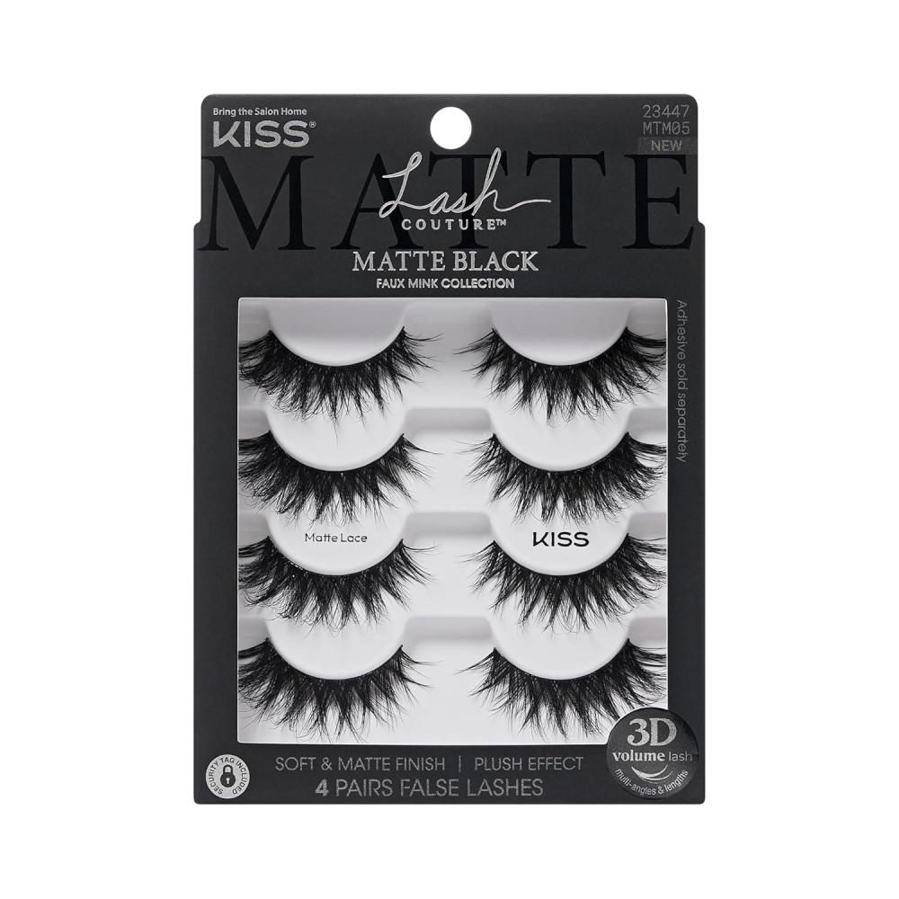 imageKISS Lash Couture False Eyelashes Matte Lace 8mm16mm Includes 4 Pairs Strip Lashes Easy to Apply Reusable Lash Clusters