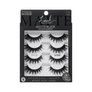 KISS Lash Couture, False Eyelashes, ‘Matte Lace’, 8mm-16mm, Includes 4 Pairs Strip Lashes, Easy to Apply, Reusable Lash Clusters