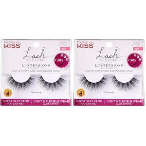 KISS Lash Couture LuXtensions Collection False Eyelashes, Flat Lash Technology, Super Slim Lash Band, Real Lash Extension Fibers, Reusable, Style ‘Cashmere’, 14mm, 1 Pair Strip Lashes (Pack of 2)