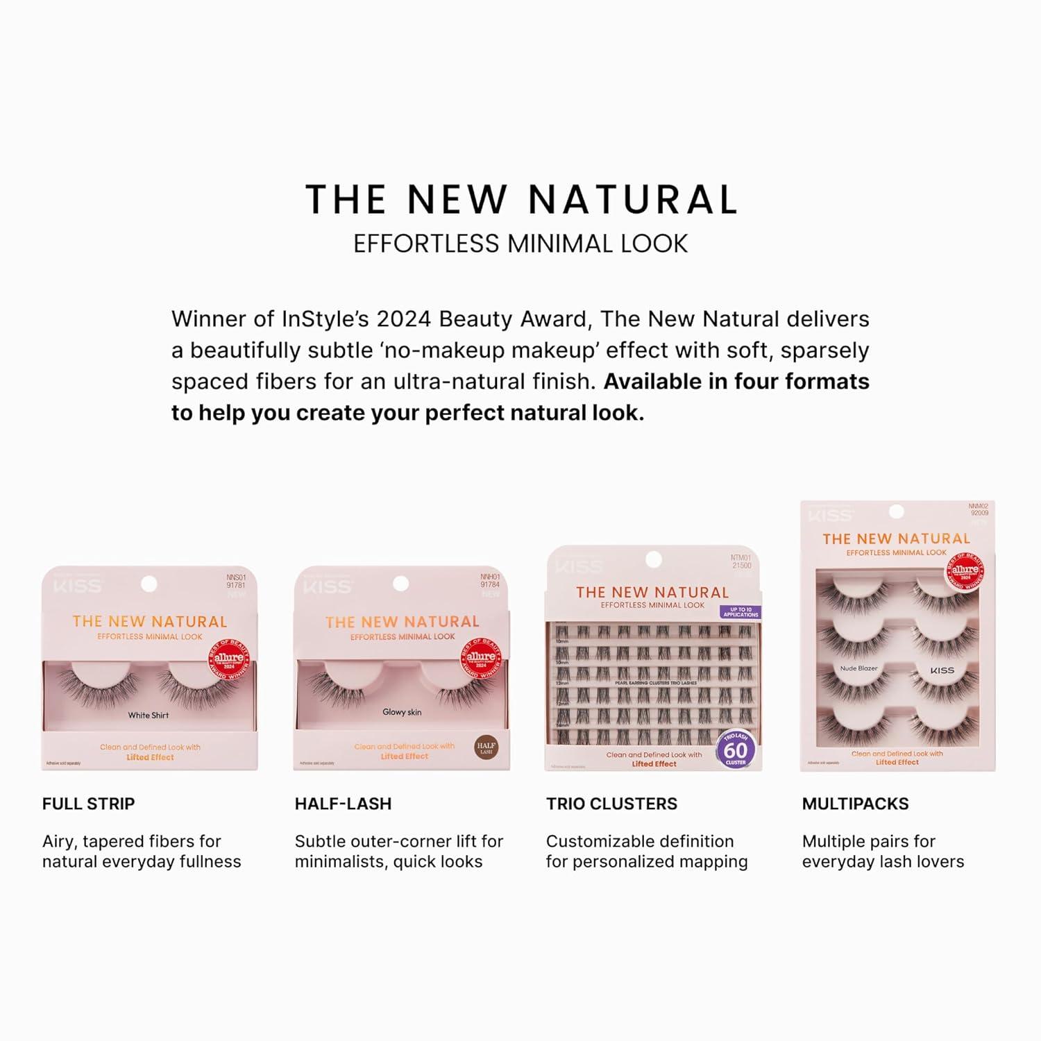 imageKISS The New Natural False Eyelashes Nude Blazer Cluster Trio 8mm14mm Includes 60 Clusters Easy to Apply Reusable Lash Clusters